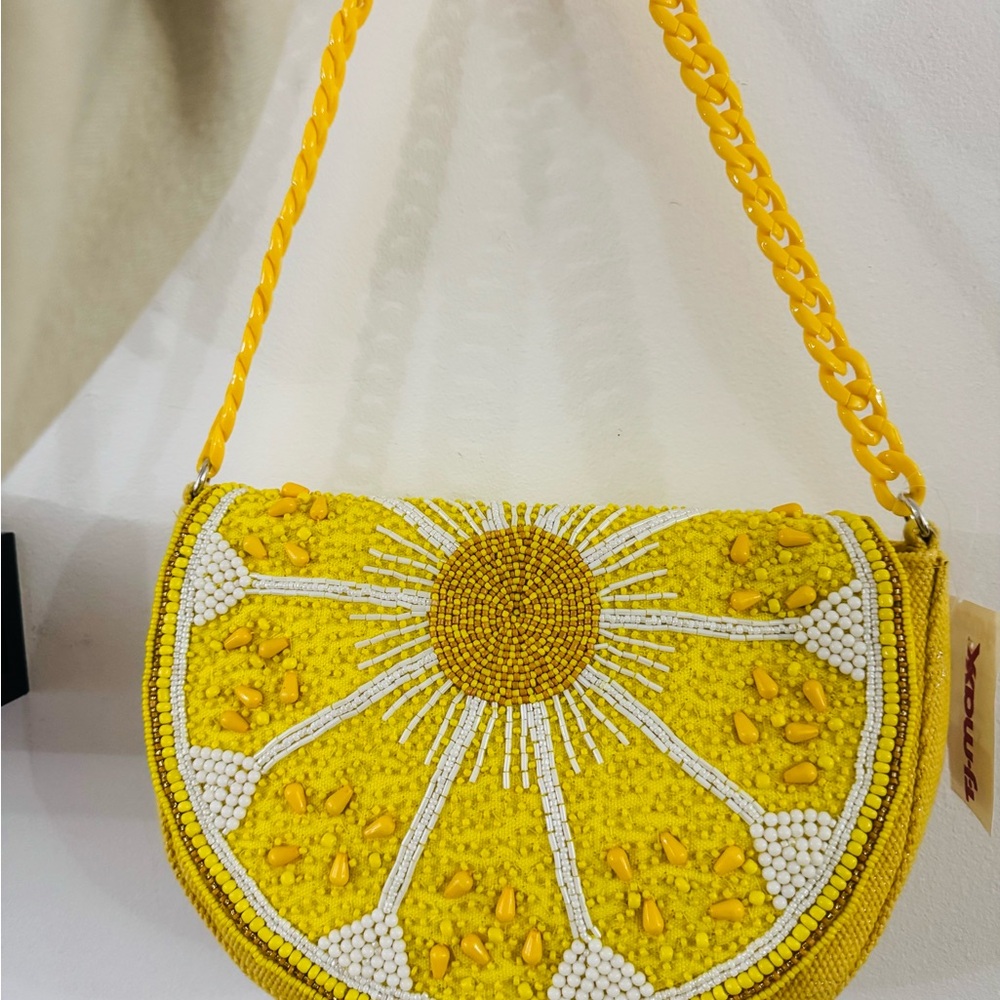 Yellow Beaded Women's Bag